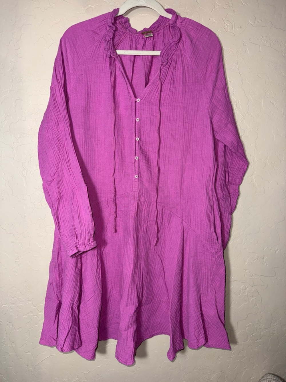Magaschoni Fuchsia Organic Cotton Dress resort wear swim cover cruise beachy